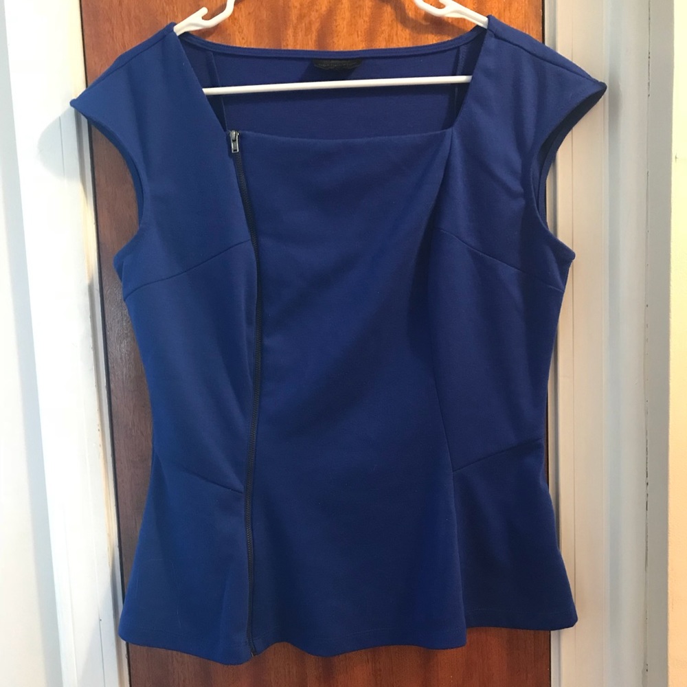 Stunning Blue Blouse with Zipper Detail